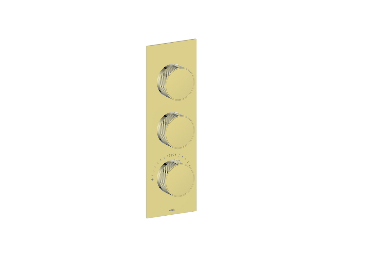 Vogt Mond Trim for 3/4" High-Flow TH Valve with 2 Stops - Moon Handle (M1) / Brushed Gold
