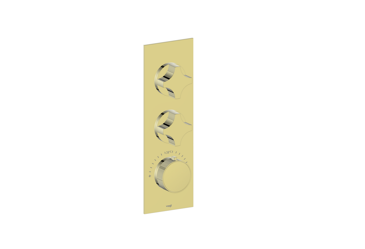 Vogt Mond Trim for 3/4" High-Flow TH Valve with 2 Stops - Crescent Handle (M2) / Brushed Gold