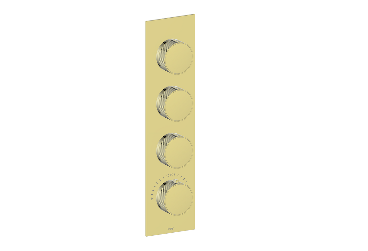 Vogt Mond Trim for 3/4" High-Flow TH Valve with 3 Stops - Moon Handle (M1) / Brushed Gold