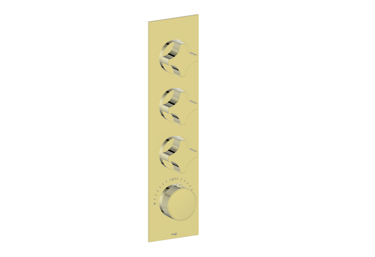 Vogt Mond Trim for 3/4" High-Flow TH Valve with 3 Stops - Crescent Handle (M2) / Brushed Gold