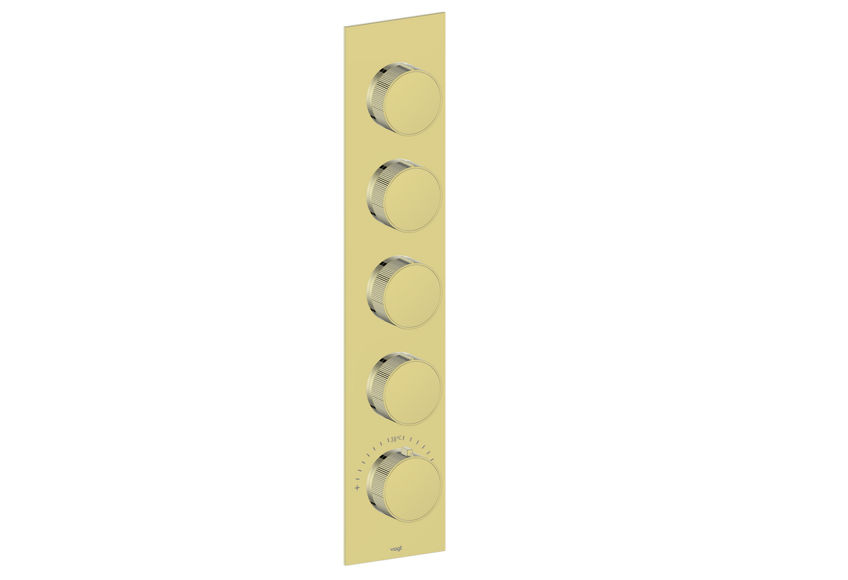 Vogt Mond Trim for 3/4" High-Flow TH Valve with 4 Stops - Moon Handle (M1) / Brushed Gold
