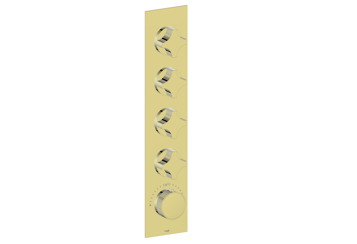 Vogt Mond Trim for 3/4" High-Flow TH Valve with 4 Stops - Crescent Handle (M2) / Brushed Gold