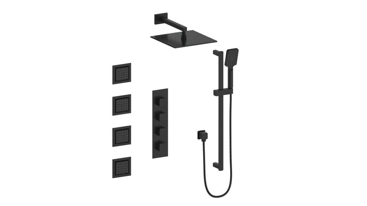 Vogt Niveau 3/4" High-Flow TH Shower Kit with Body Jets - Matte Black