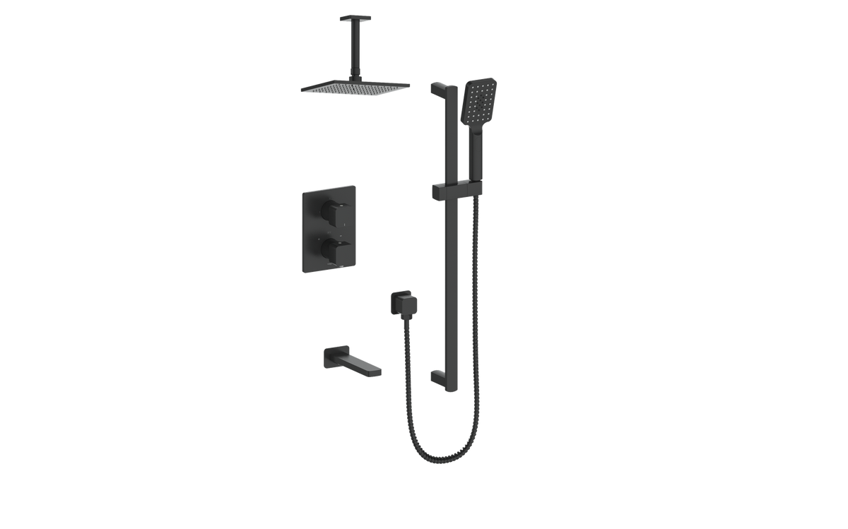 Vogt Niveau 3-Way TH Shower Kit with 6" Ceiling Arm - Matte Black