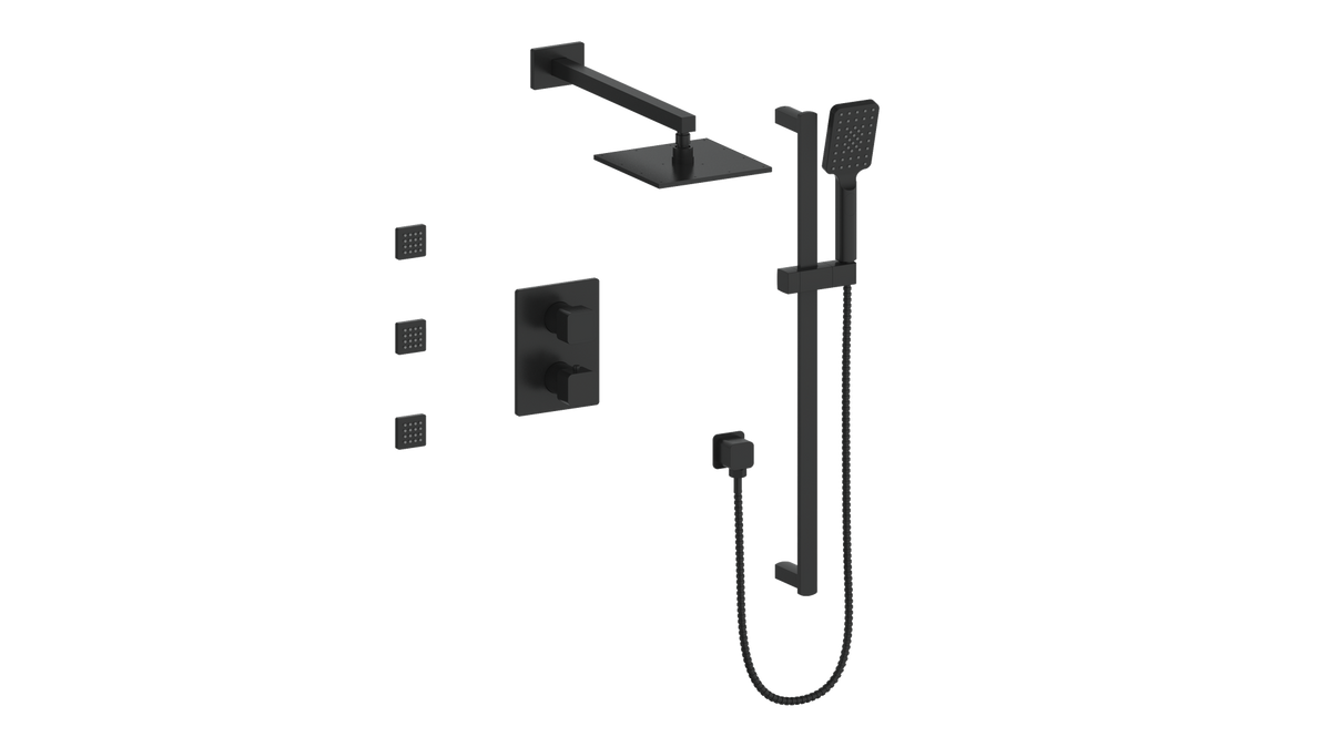 Vogt Niveau 3-Way TH Shower Kit with Body Jets - Matte Black