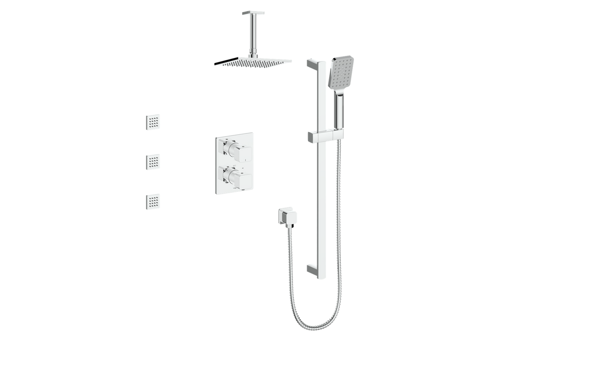 Vogt Niveau 3-Way TH Shower Kit with Body Jets with 6" Ceiling Arm - Chrome