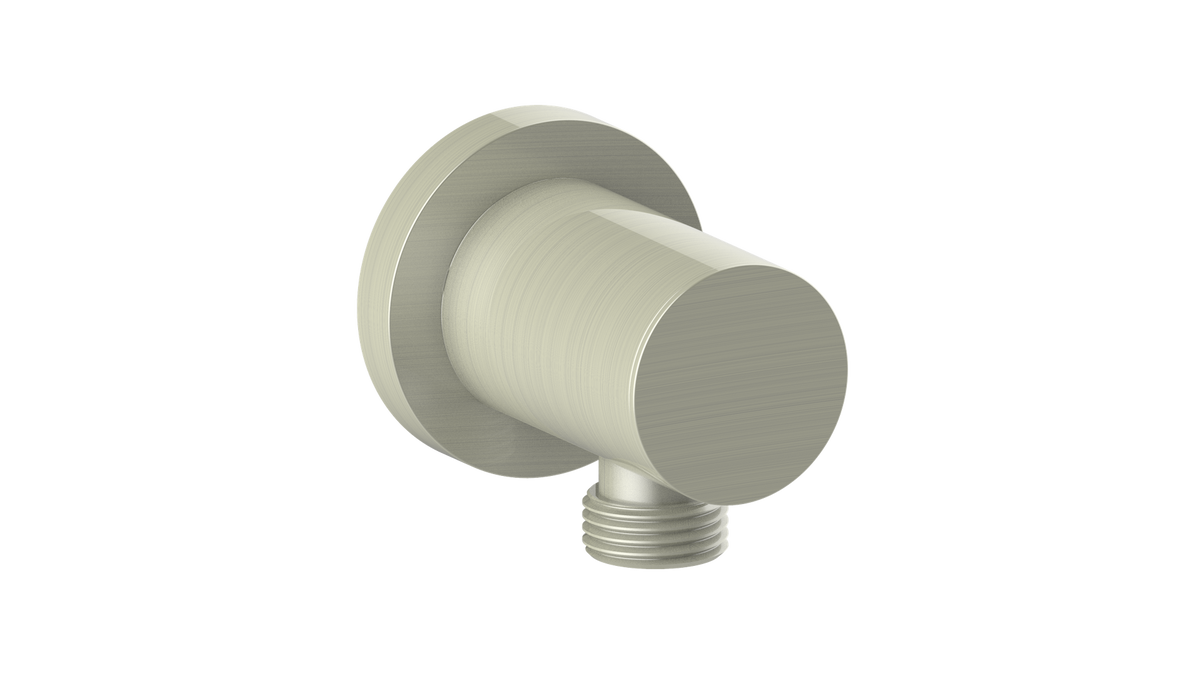 Vogt Round Brass Elbow Connector - Brushed Nickel
