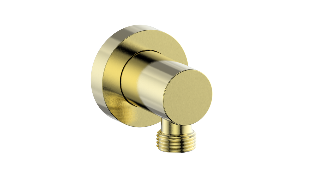 Vogt Round Brass Elbow Connector - Brushed Gold