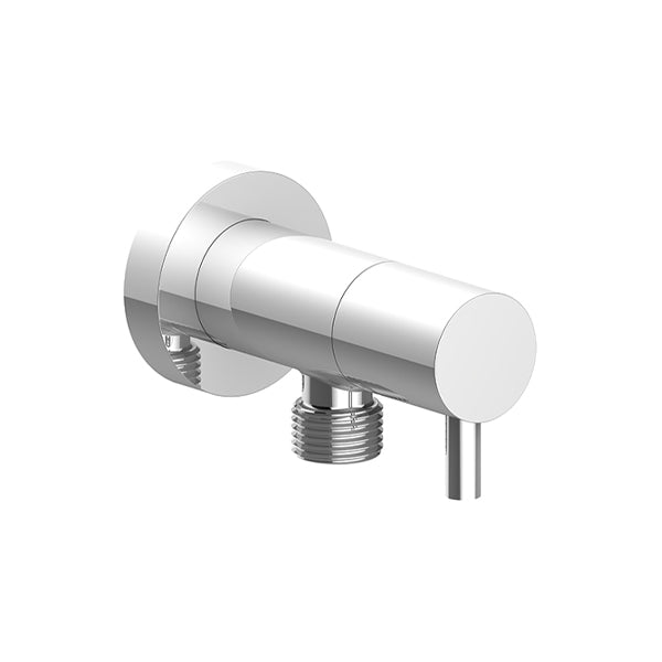Vogt Round Brass Elbow Connector with Shut-Off - Chrome