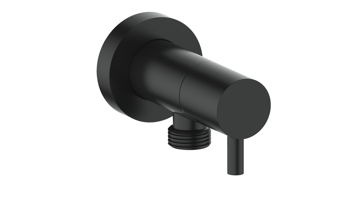 Vogt Round Brass Elbow Connector with Shut-Off - Matte Black