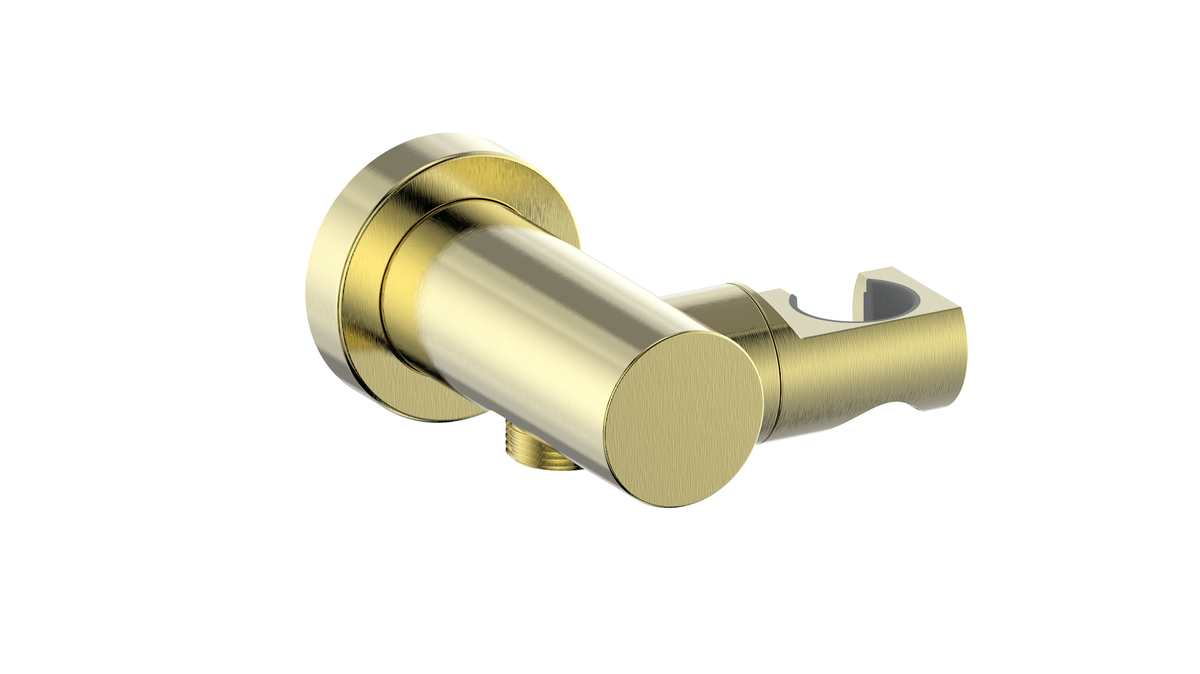 Vogt Round Elbow Connector with Handheld Holder - Brushed Gold