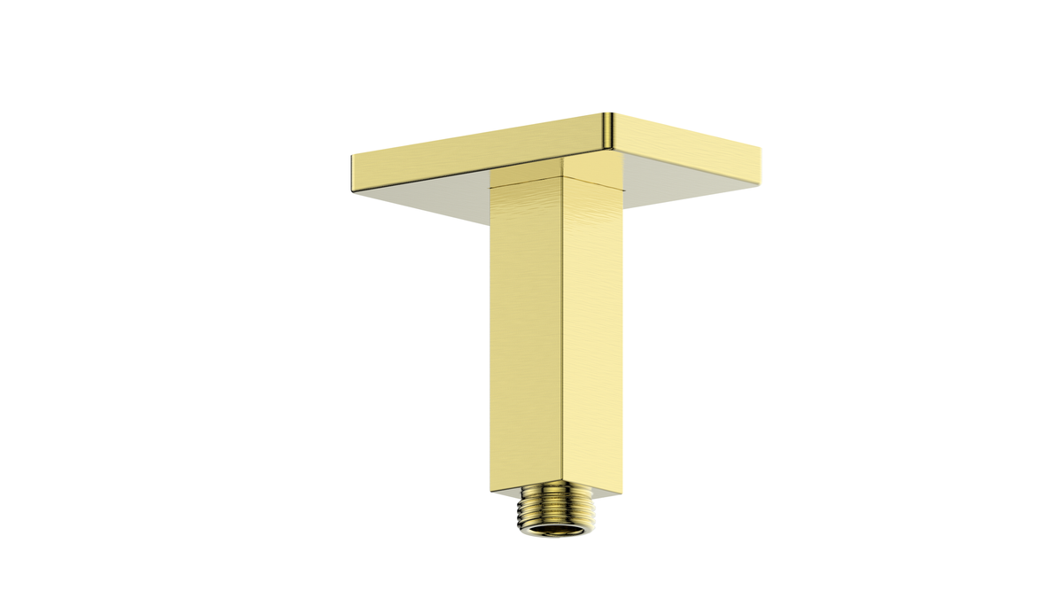 Vogt Square 4" Ceiling Mount Shower Arm with Square Tube - Brushed Gold