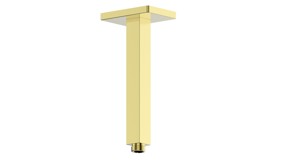 Vogt Square 8" Ceiling Mount Shower Arm with Square Tube - Brushed Gold