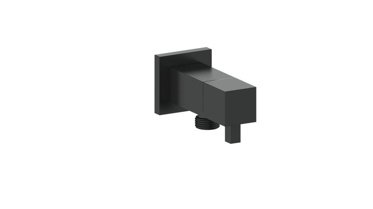 Vogt Square Brass Elbow Connector with Shut-Off - Matte Black