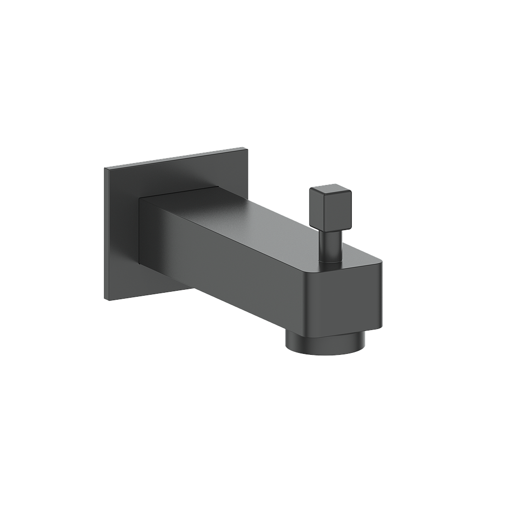 Vogt Square Slip-on Tub Spout with Diverter - Matte Black