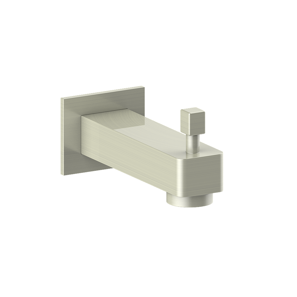 Vogt Square Slip-on Tub Spout with Diverter - Brushed Nickel