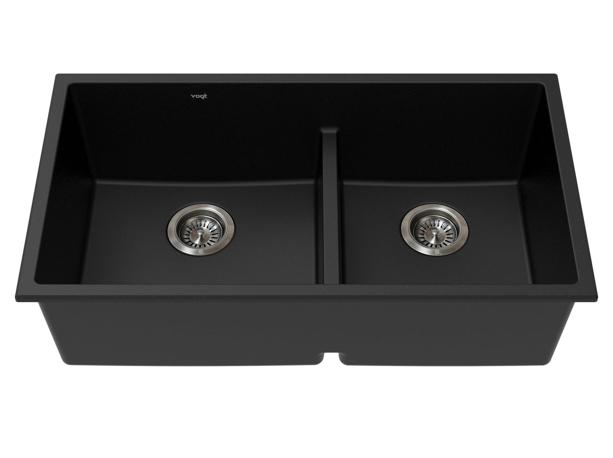 Vogt Vogranite Villach GS Low Divide Sink 32"x18"x9" - Onyx Black