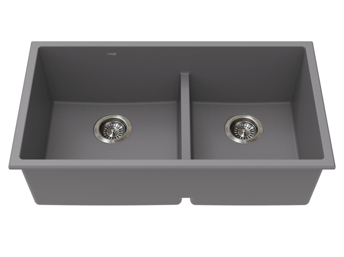 Vogt Vogranite Villach GS Low Divide Sink 32"x18"x9" - Metropolitan Grey