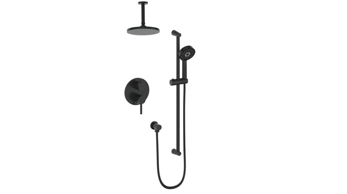 Vogt Worgl 2-Way PB Shower Kit with 6" Ceiling Arm - Matte Black