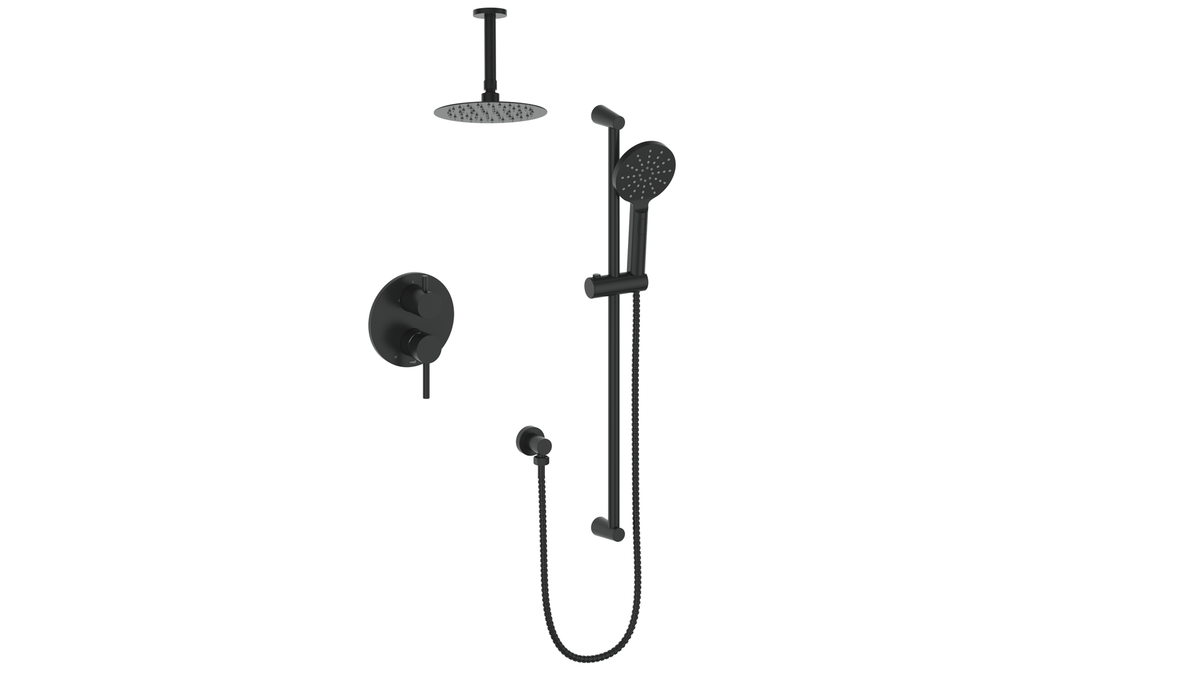 Vogt Worgl 2-Way PB Shower Kit with 6" Ceiling Arm - Matte Black