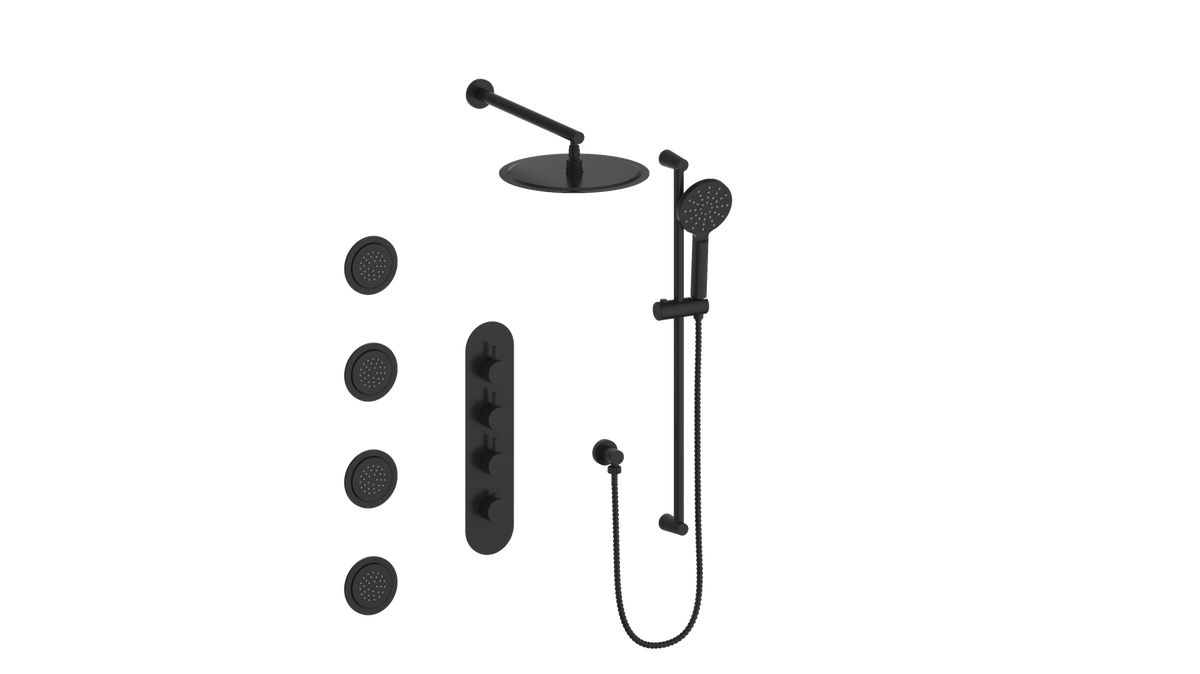 Vogt Worgl 3/4" High-Flow TH Shower Kit with Body Jets - Matte Black