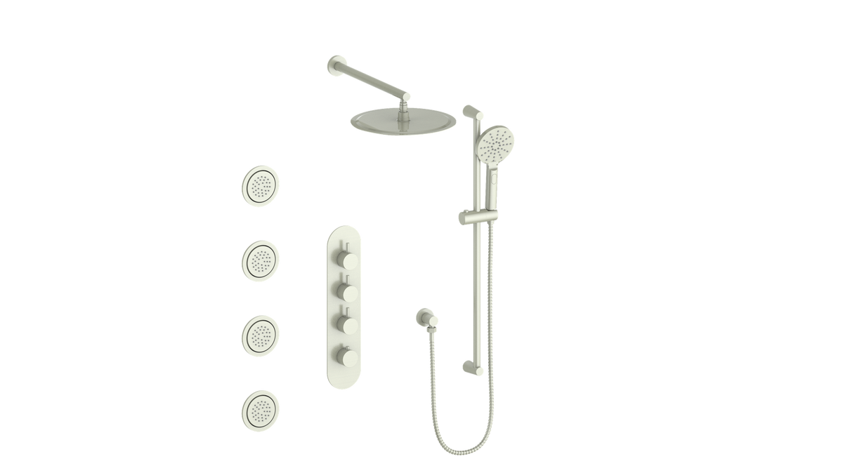 Vogt Worgl 3/4" High-Flow TH Shower Kit with Body Jets - Brushed Nickel