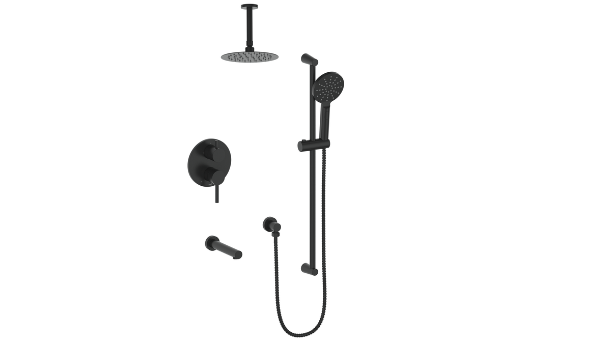 Vogt Worgl 3-Way PB Shower Kit with 6" Ceiling Arm - Matte Black