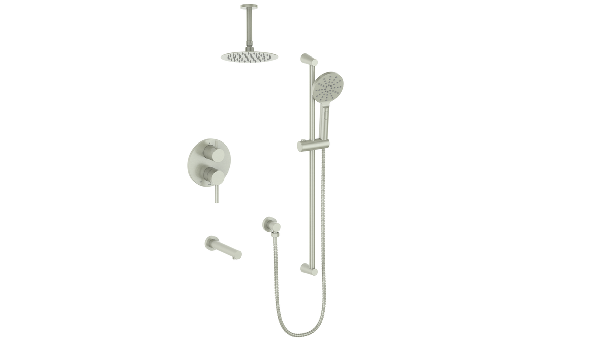 Vogt Worgl 3-Way PB Shower Kit with 6" Ceiling Arm - Brushed Nickel