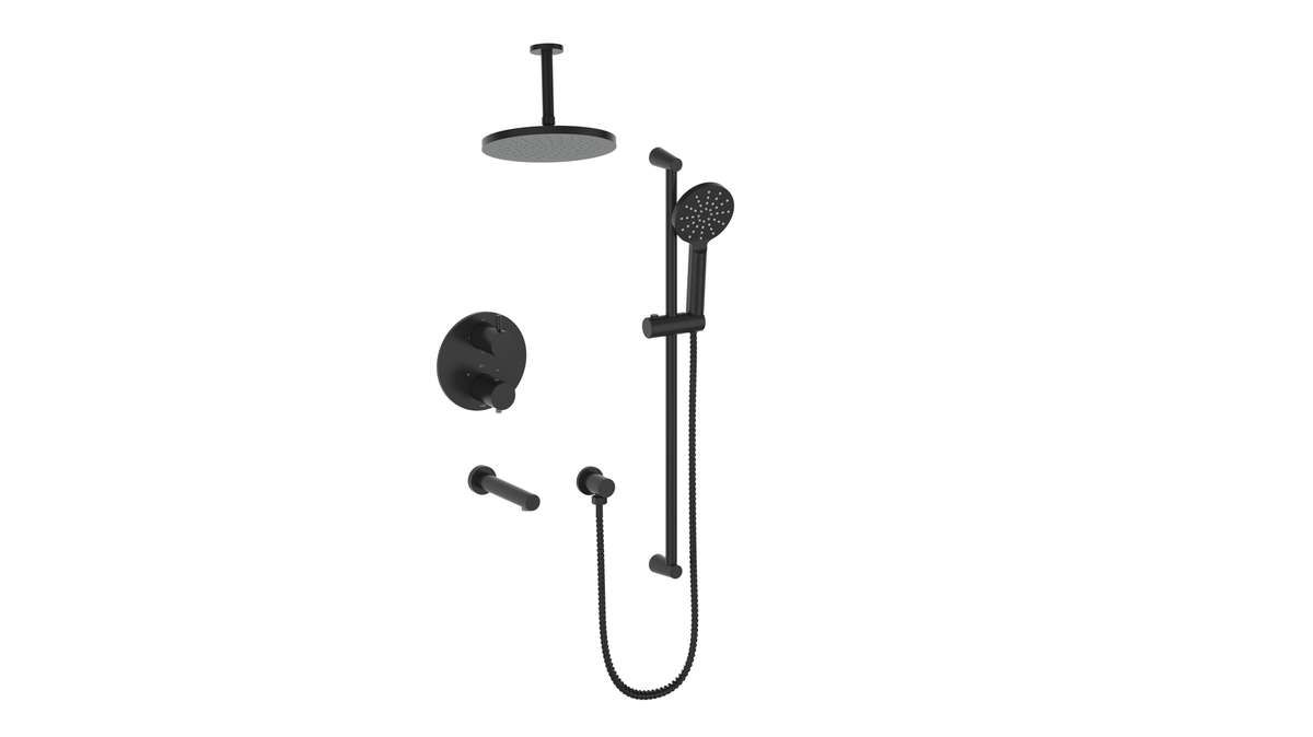 Vogt Worgl 3-Way TH Shower Kit with 6" Ceiling Arm - Matte Black