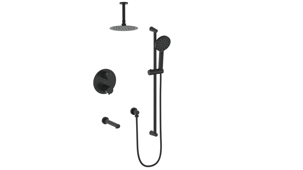 Vogt Worgl 3-Way TH Shower Kit with 6" Ceiling Arm - Matte Black