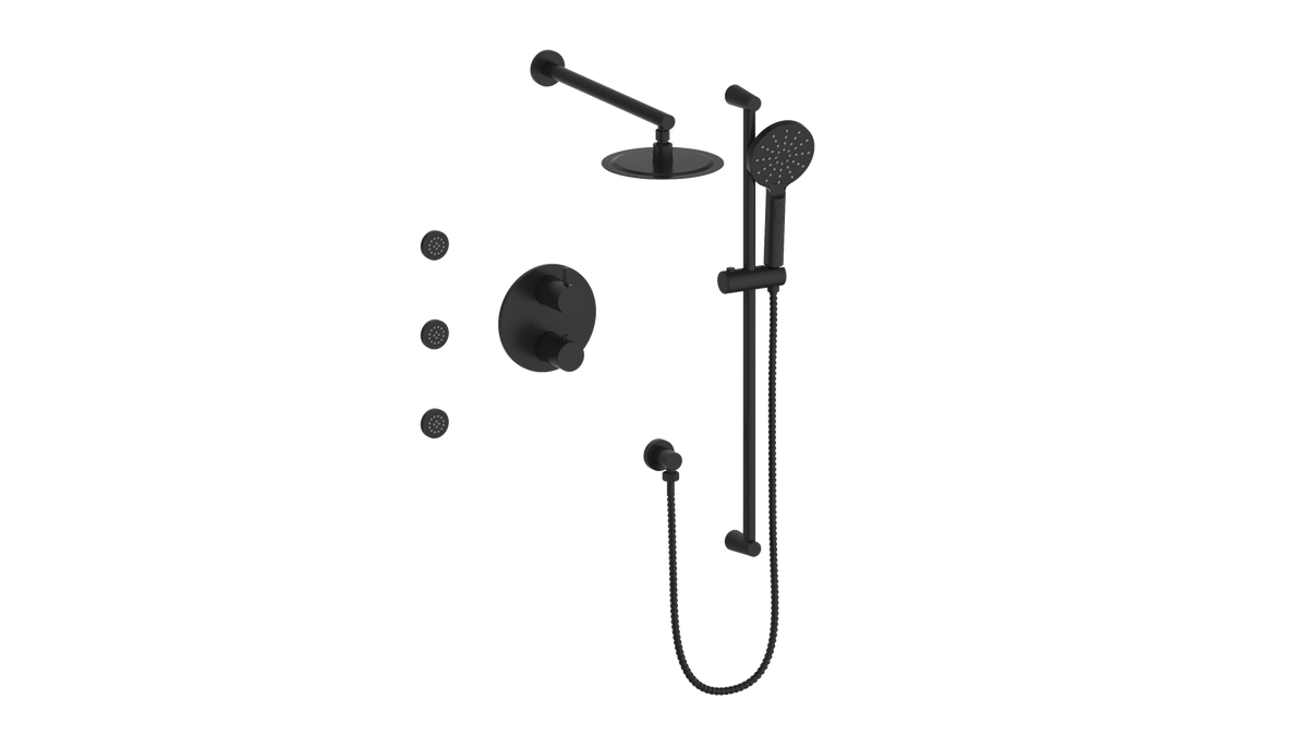 Vogt Worgl 3-Way TH Shower Kit with Body Jets - Matte Black