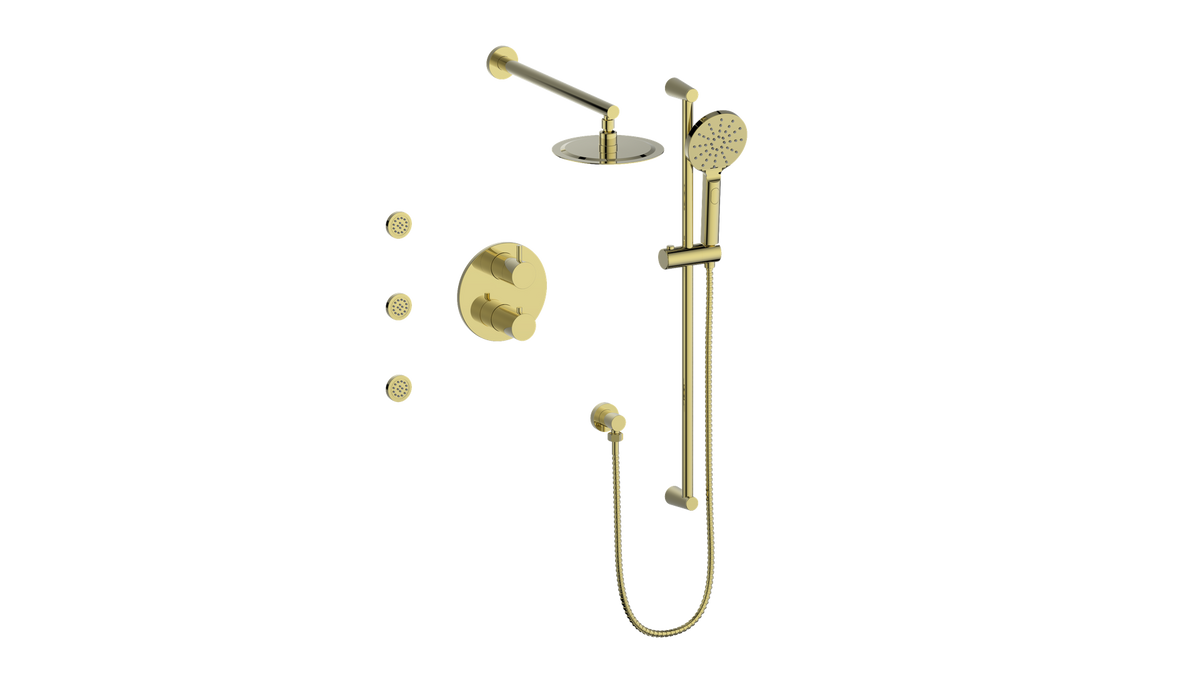 Vogt Worgl 3-Way TH Shower Kit with Body Jets - Brushed Gold