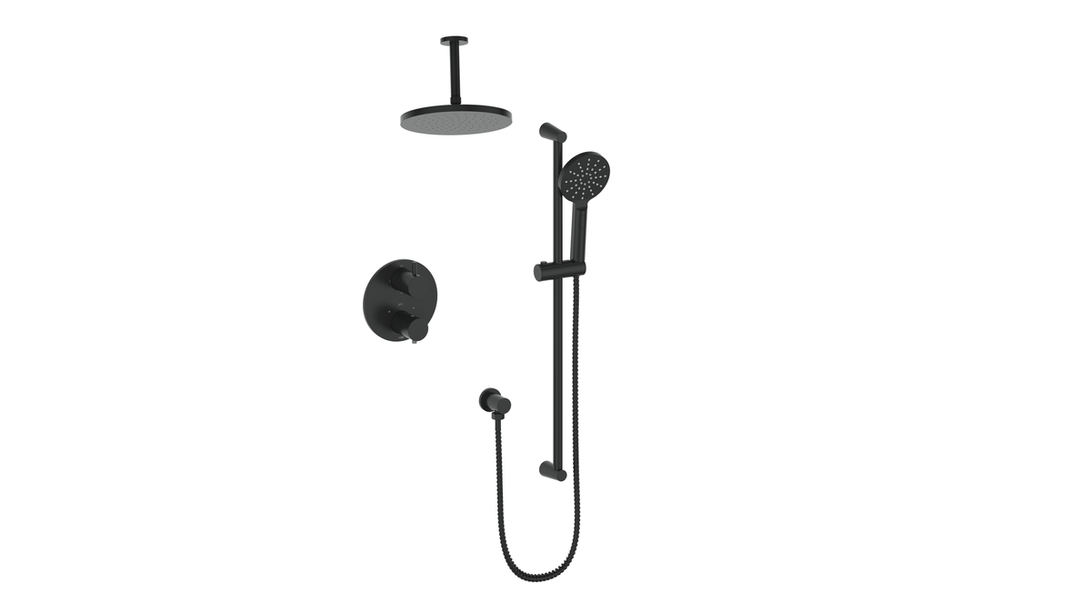Vogt Worgl Trim for 2-Way TH Shower Kit with 6" Ceiling Arm - Matte Black