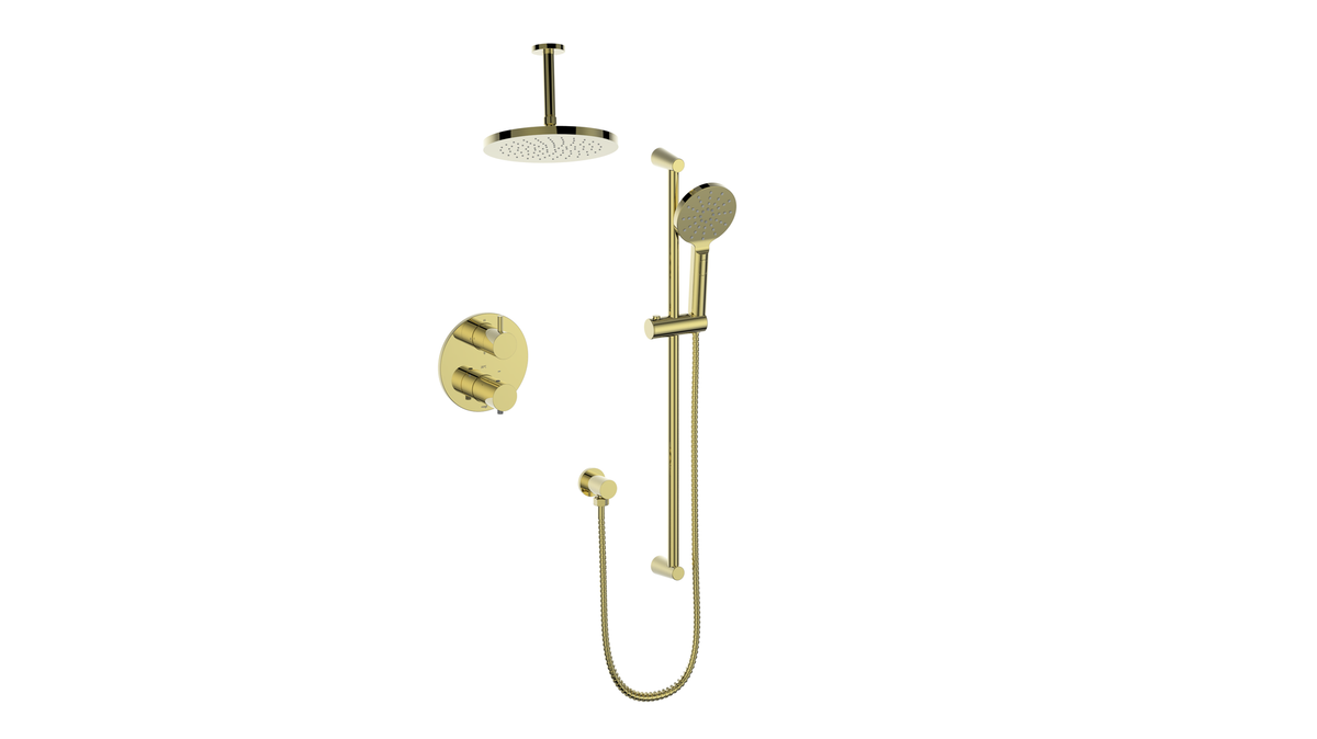Vogt Worgl Trim for 2-Way TH Shower Kit with 6" Ceiling Arm - Brushed Gold