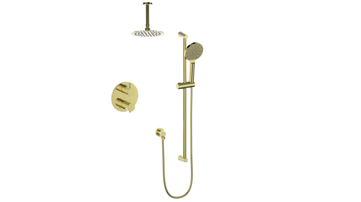 Vogt Worgl Trim for 2-Way TH Shower Kit with 6" Ceiling Arm - Brushed Gold