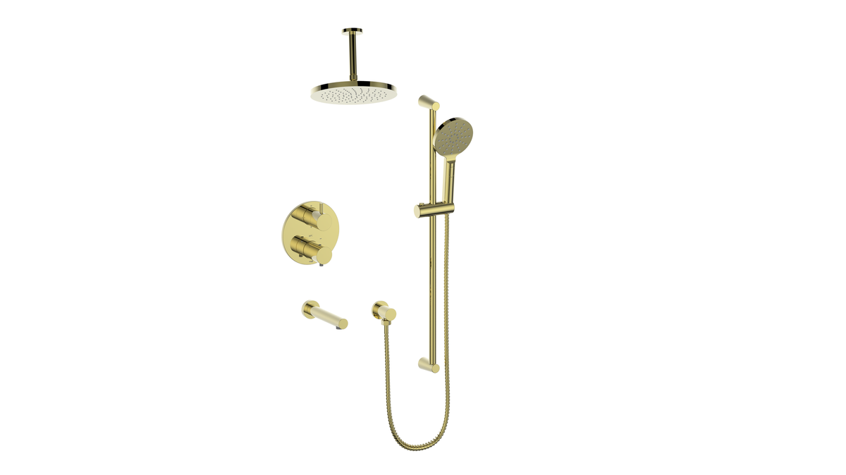 Vogt Worgl Trim for 3-Way TH Shower Kit with 6" Ceiling Arm - Brushed Gold