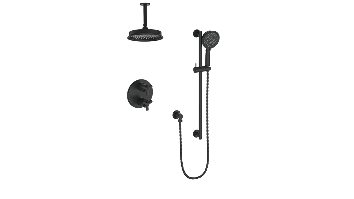 Vogt Zehn 2-Way Shower Kit with 6" Ceiling Arm - 3-Spoke Handle (Z3) / Matte Black