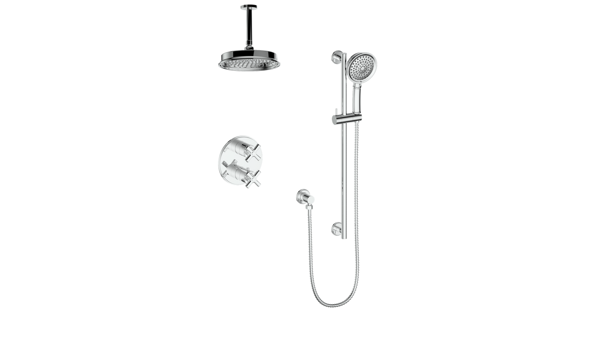 Vogt Zehn 2-Way Shower Kit with 6" Ceiling Arm - 4-Spoke Handle (Z4) / Chrome
