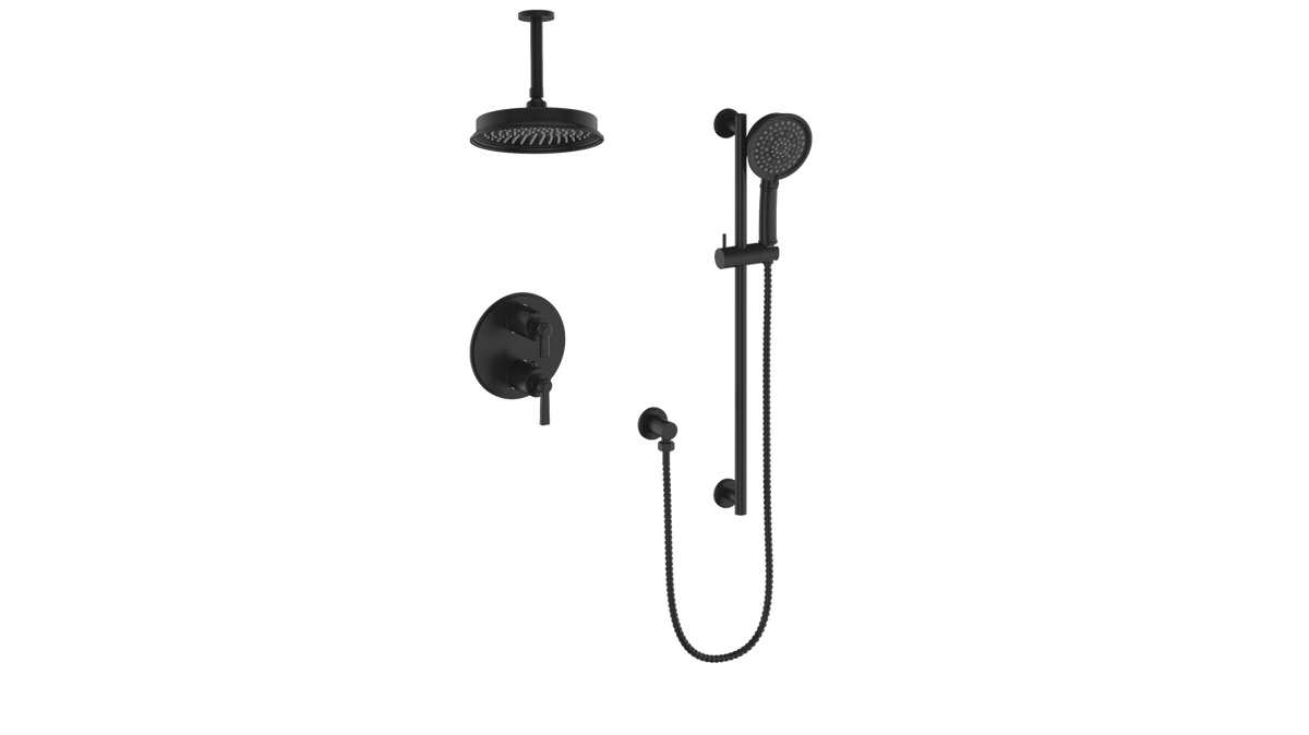 Vogt Zehn 2-Way Shower Kit with 6" Ceiling Arm - Lever Handle (Z1) / Matte Black