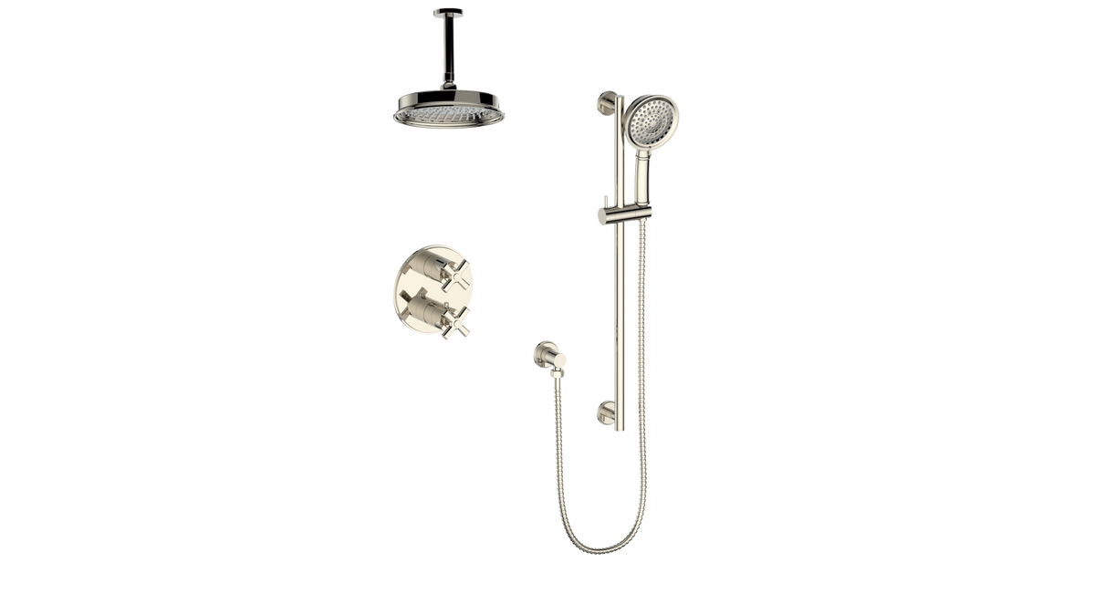Vogt Zehn 2-Way Shower Kit with 6" Ceiling Arm - 4-Spoke Handle (Z4) / Polished Nickel