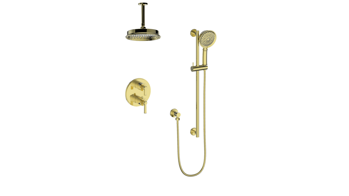 Vogt Zehn 2-Way Shower Kit with 6" Ceiling Arm - Lever Handle (Z1) / Brushed Gold