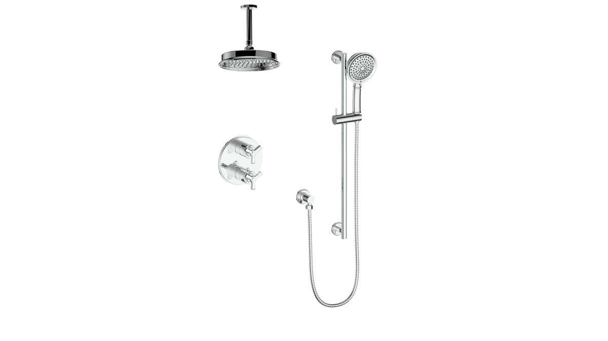Vogt Zehn 2-Way Shower Kit with 6" Ceiling Arm - 3-Spoke Handle (Z3) / Chrome