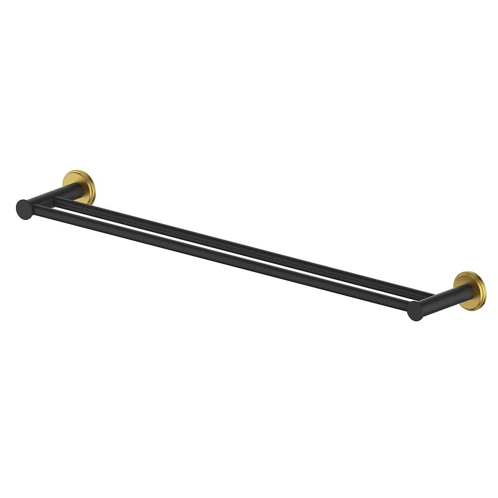 Vogt Zehn 24" Double Towel Bar - Brushed Gold/Matte Black
