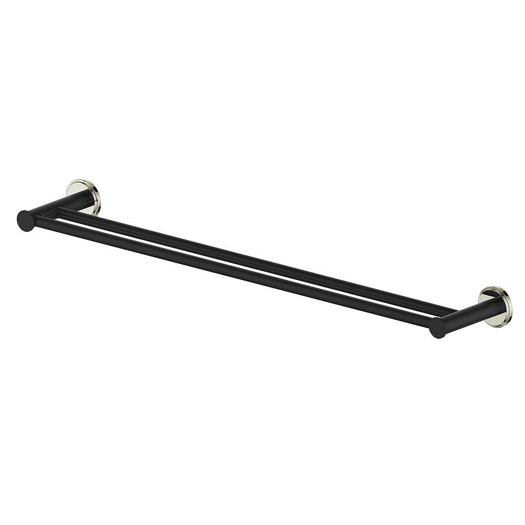 Vogt Zehn 24" Double Towel Bar - Polished Nickel/Matte Black