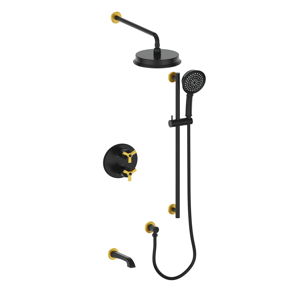 Vogt Zehn 3-Way TH Shower Kit - 3-Spoke Handle (Z3) / Brushed Gold/Matte Black