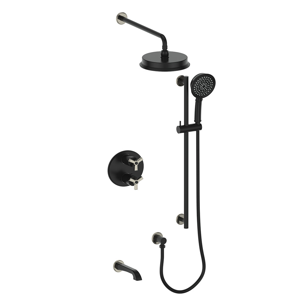 Vogt Zehn 3-Way TH Shower Kit - 3-Spoke Handle (Z3) / Polished Nickel/Matte Black