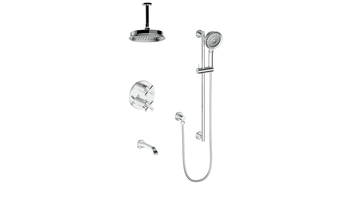 Vogt Zehn 3-Way TH Shower Kit with 6" Ceiling Arm - 4-Spoke Handle (Z4) / Chrome