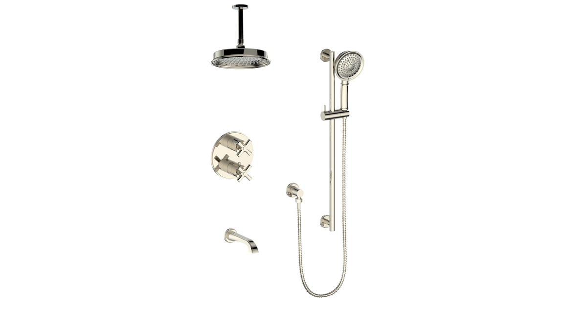 Vogt Zehn 3-Way TH Shower Kit with 6" Ceiling Arm - 4-Spoke Handle (Z4) / Polished Nickel