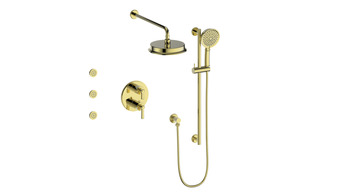 Vogt Zehn 3-Way TH Shower Kit with Body Jets - Lever Handle (Z1) / Brushed Gold