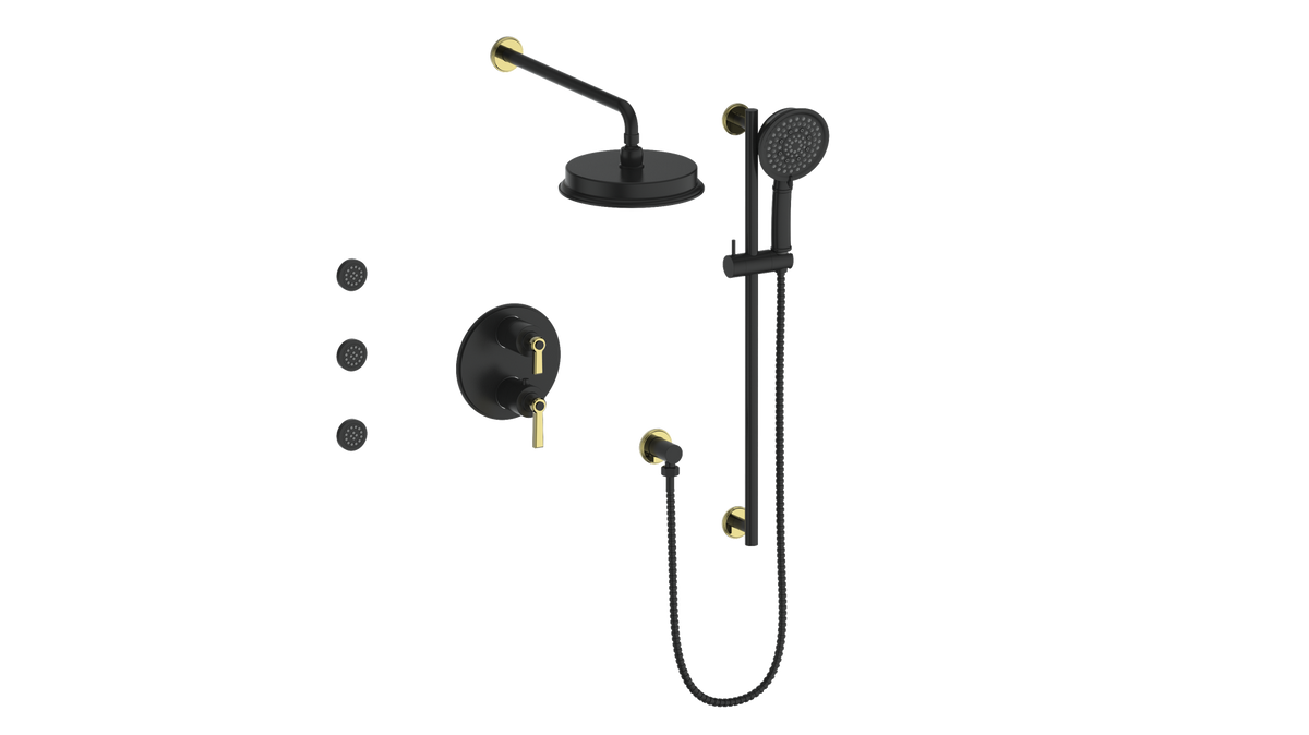 Vogt Zehn 3-Way TH Shower Kit with Body Jets - Lever Handle (Z1) / Brushed Gold/Matte Black
